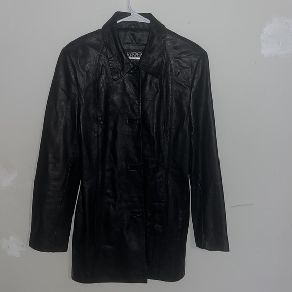 KASPER Men's Premium 3/4 Length Black Leather Coat - Picture 2 of 8